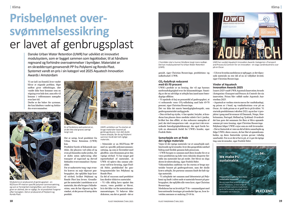 Prisbelønnet oversvømmelses-sikring er lavet af genbrugsplast